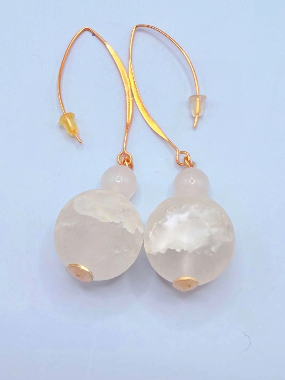 Artisan Made Crackled Quartz Drop Earrings
